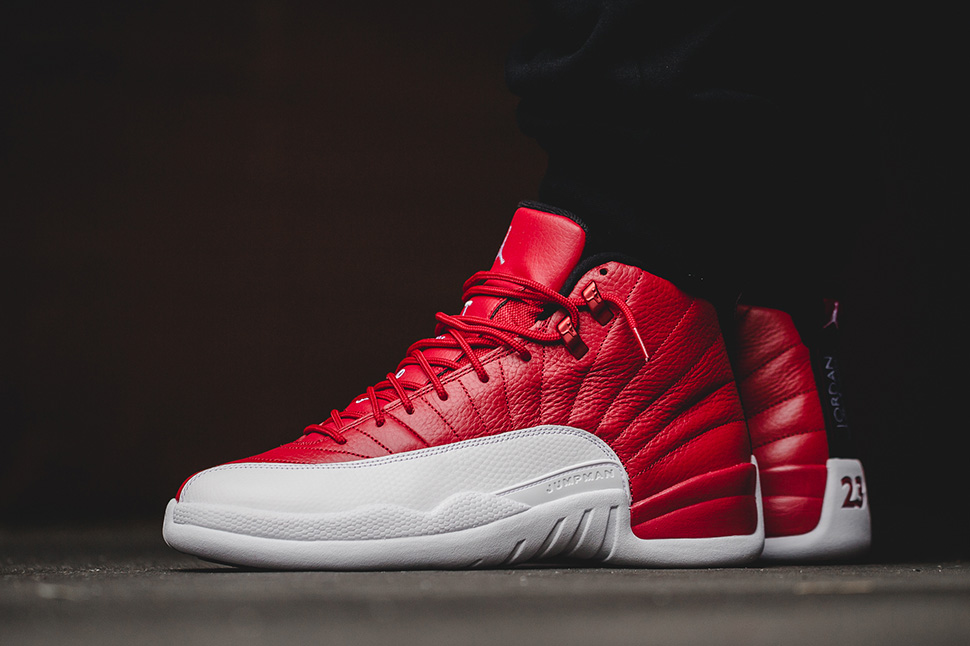 white and red jordan 12