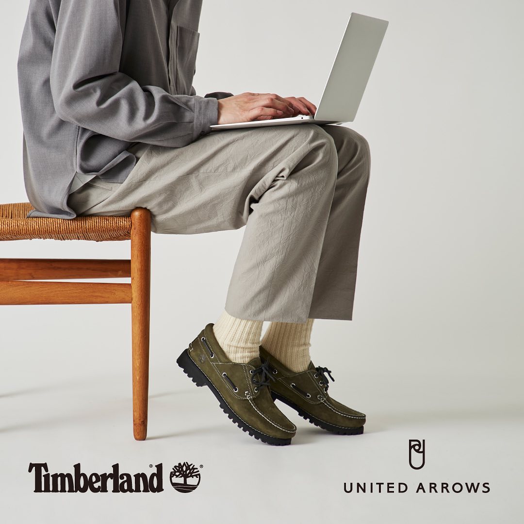 3月26日発売 Timberland x UNITED ARROWS 3-Eye Deck Shoes Olive