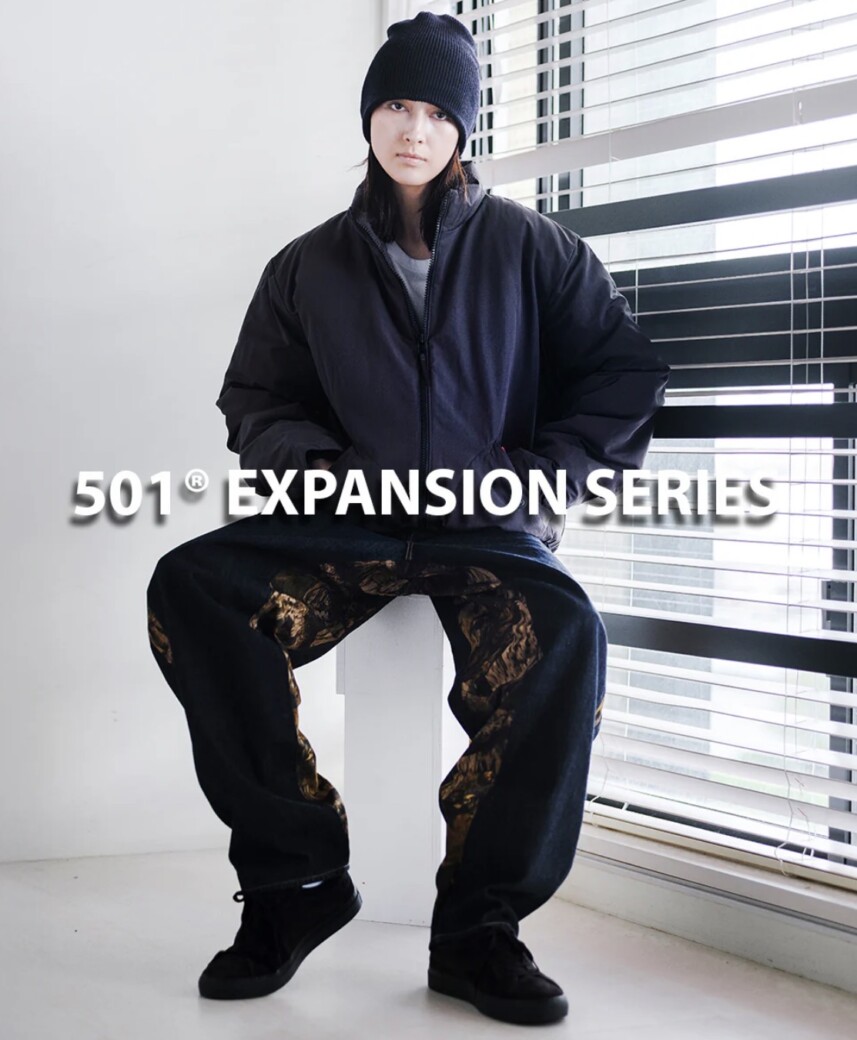 LEVI’S 501® CUSTOMIZED EXPANSION BAGGY JEANS V2 S/D TREE CAMO 11月7日先行発売