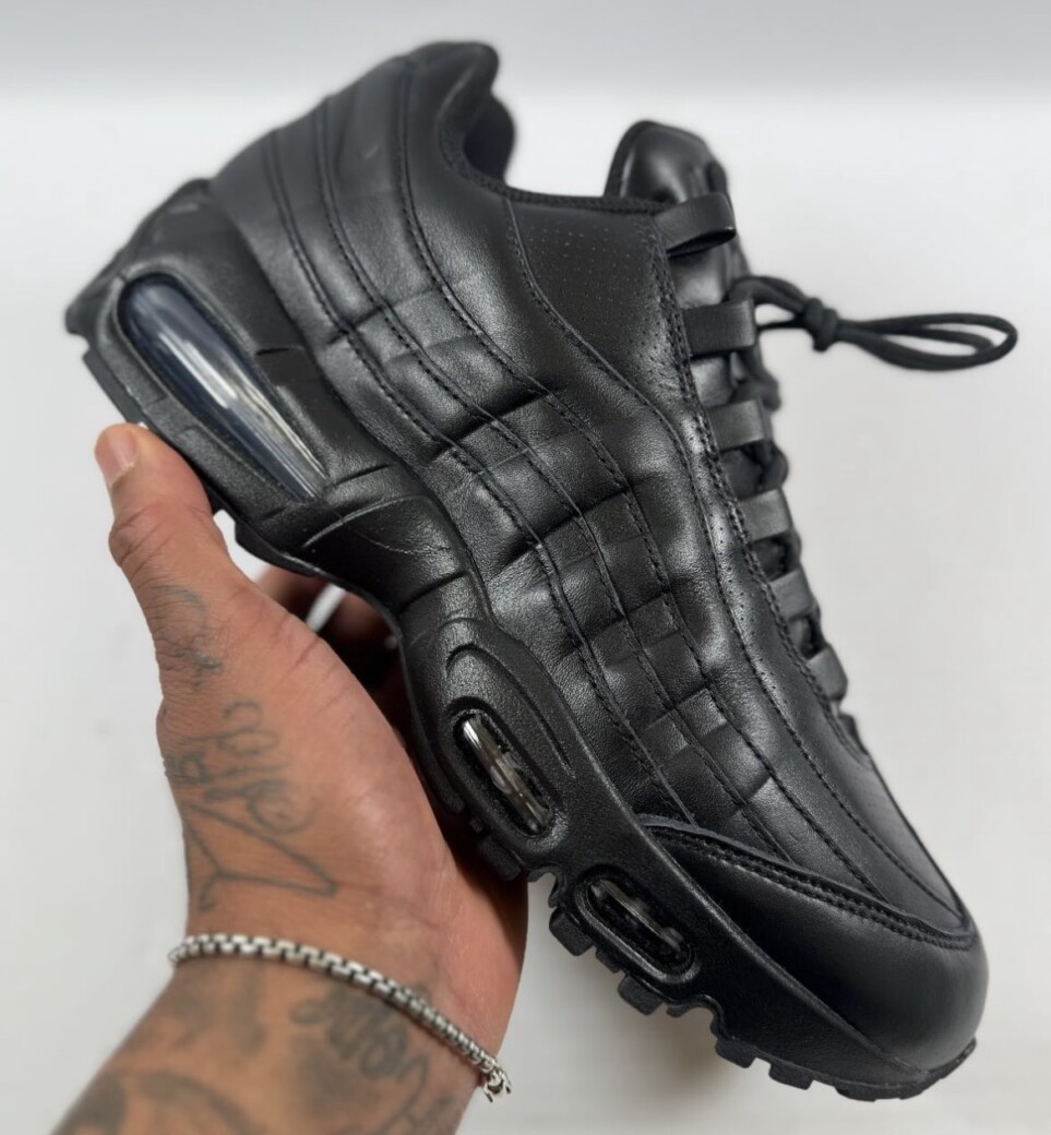 NIKE AIR MAX 95 LEATHER QS TRIPLE BLACK